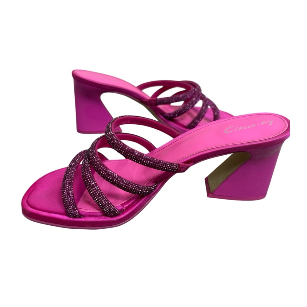 Hot Pink Sparkly Strappy Heeled Sandals
